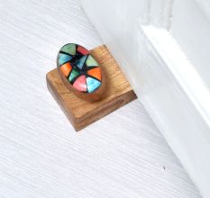 Multi-Coloured Handcrafted Wooden Door Stopper